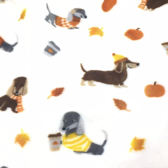 Dachshund Dog Throw Blanket MicroFleece Pumpkin Spice Coffee Sweater Fall Leaves - Picture 5 of 11
